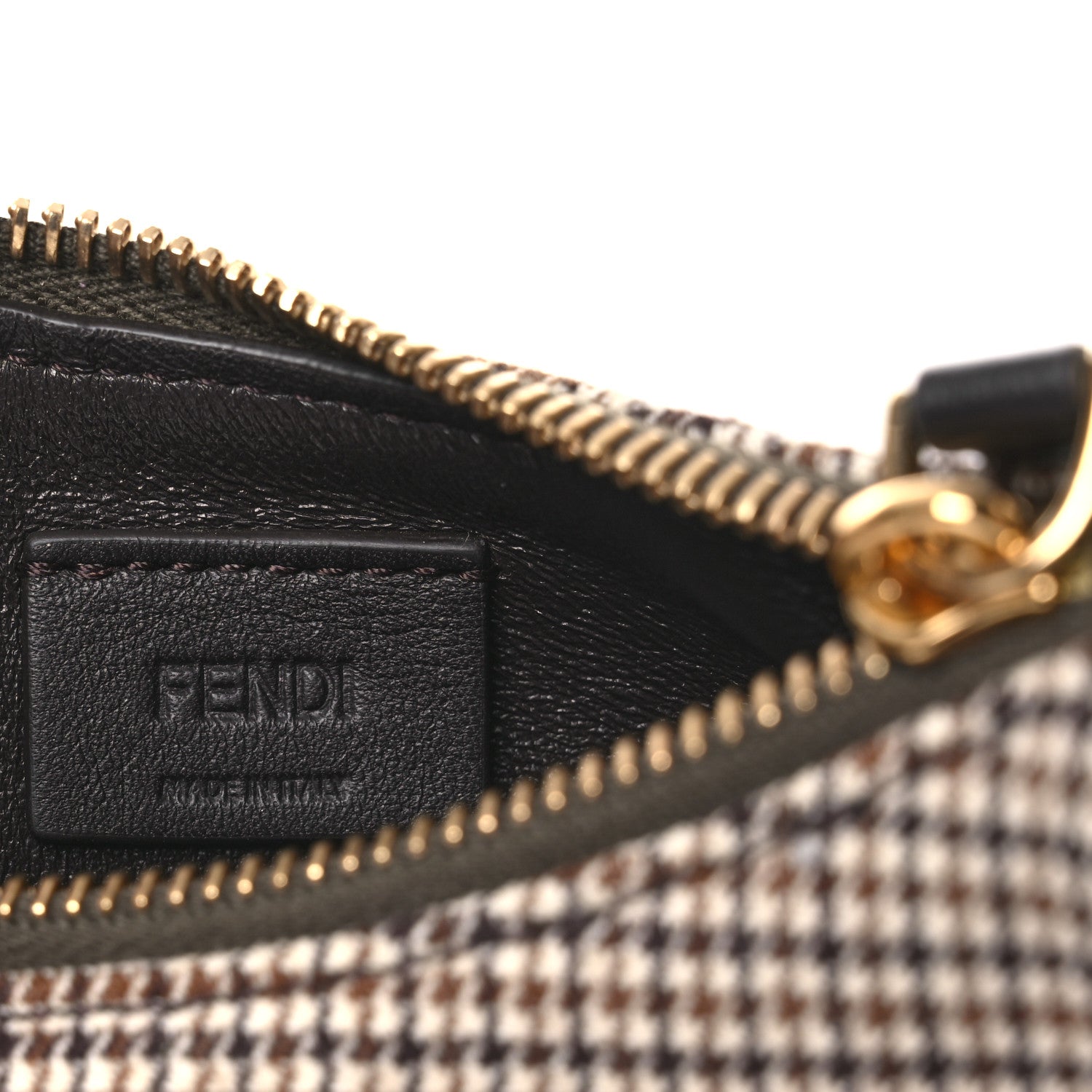 Wool Nappa Micro Houndstooth Nano FNDIgraphy Hobo Charm Beige Moro
