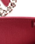 Lambskin Quilted Boy Wallet On Chain WOC Dark Fuchsia