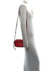 Calfskin Matelasse Mini GG Marmont Chain Shoulder Bag Hibiscus Red