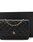 Lambskin Quilted Wallet On Chain WOC Black
