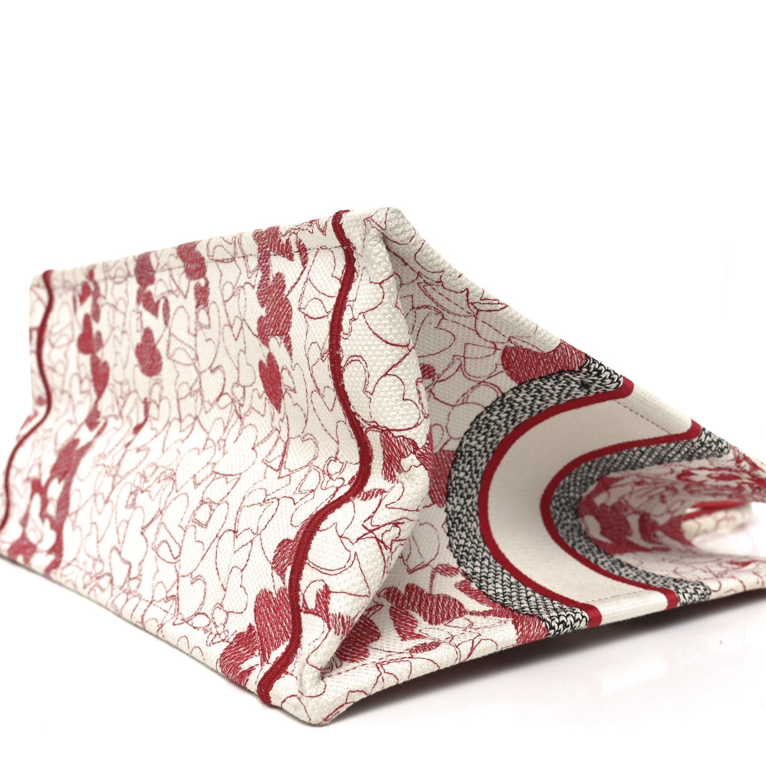 Canvas Embroidered Medium D1ORamour D-Royaume Book Tote Red Multicolor