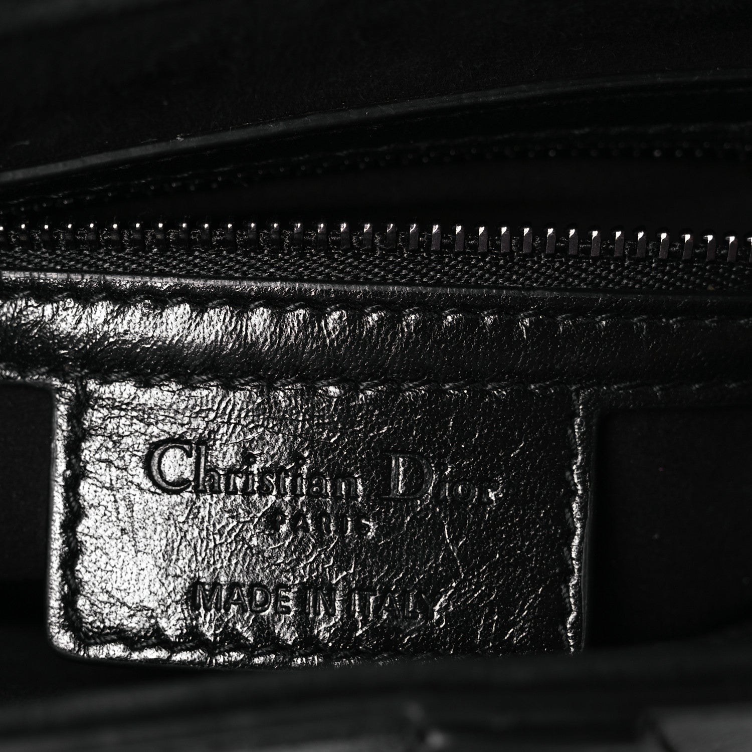Shiny Crinkled Calfskin Studded Saddle Bag Black