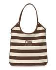 Canvas Calfskin Striped Ivy  Cacao Naturale