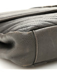 Sheepskin Matelasse Chevron Monogram Medium College Bag Asphalt