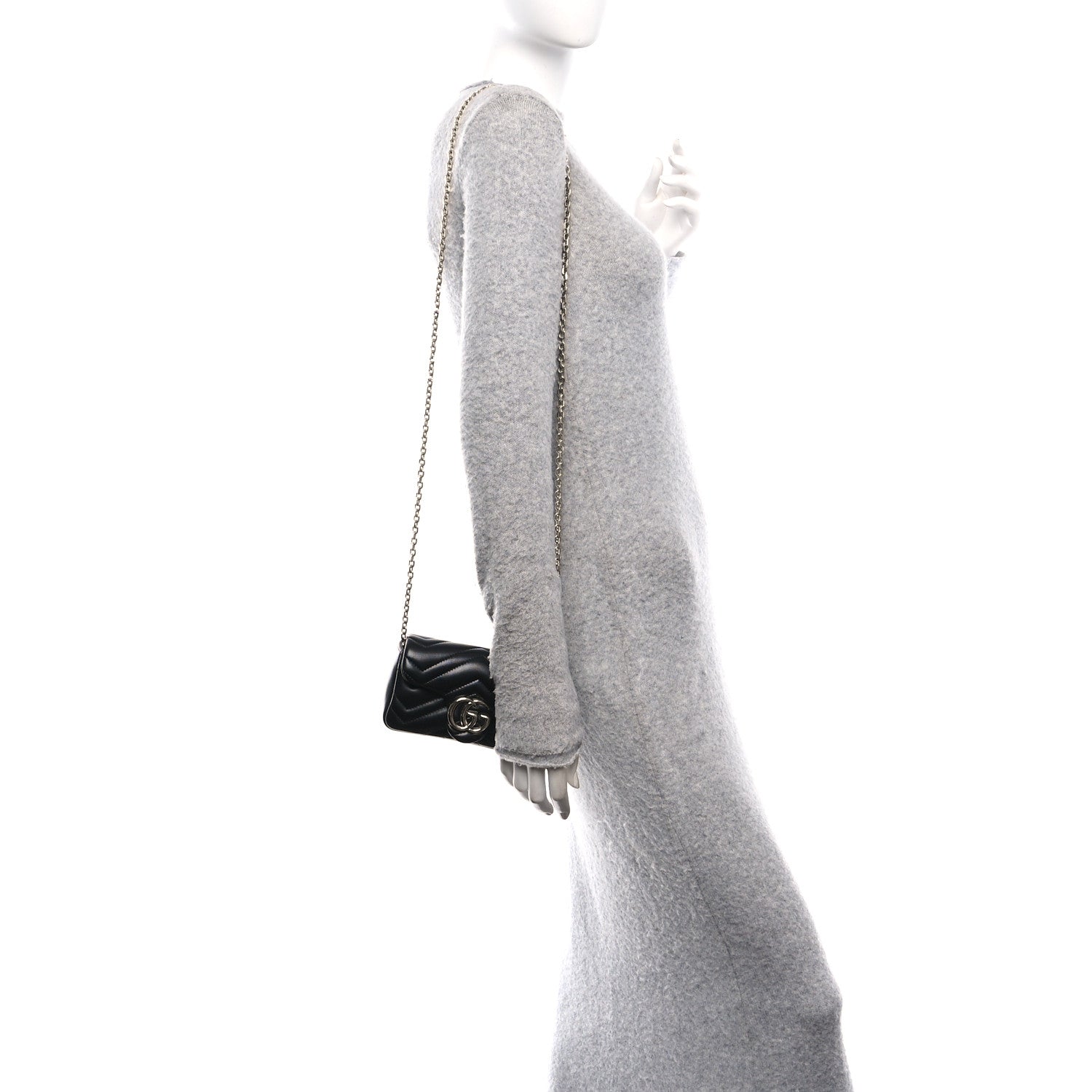 Lambskin Matelasse Mini GG Marmont Shoulder Bag Black
