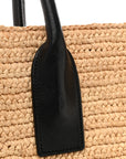 Raffia Calfskin Rive Gauche Tote Naturale Black