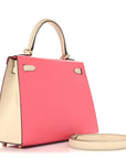 Epsom Bi-Color Horseshoe Kelly Sellier 25 Rose Azalee Craie