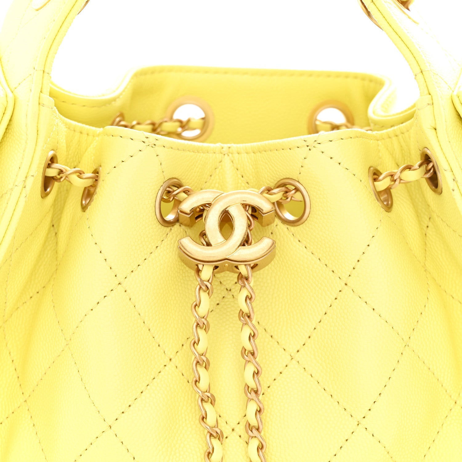 Caviar Quilted Mini CHNL 25 Handbag Light Yellow