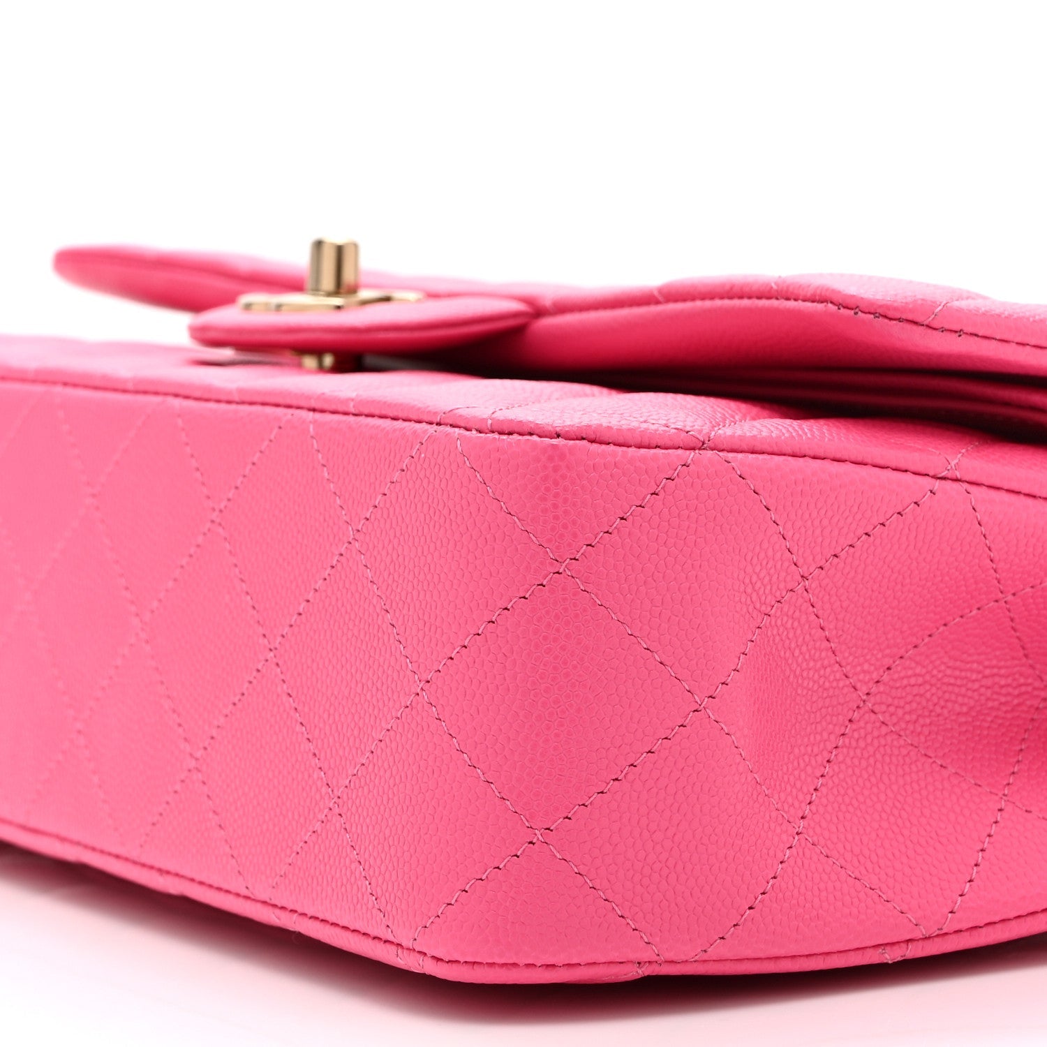 Caviar Quilted Medium Double Flap Pink