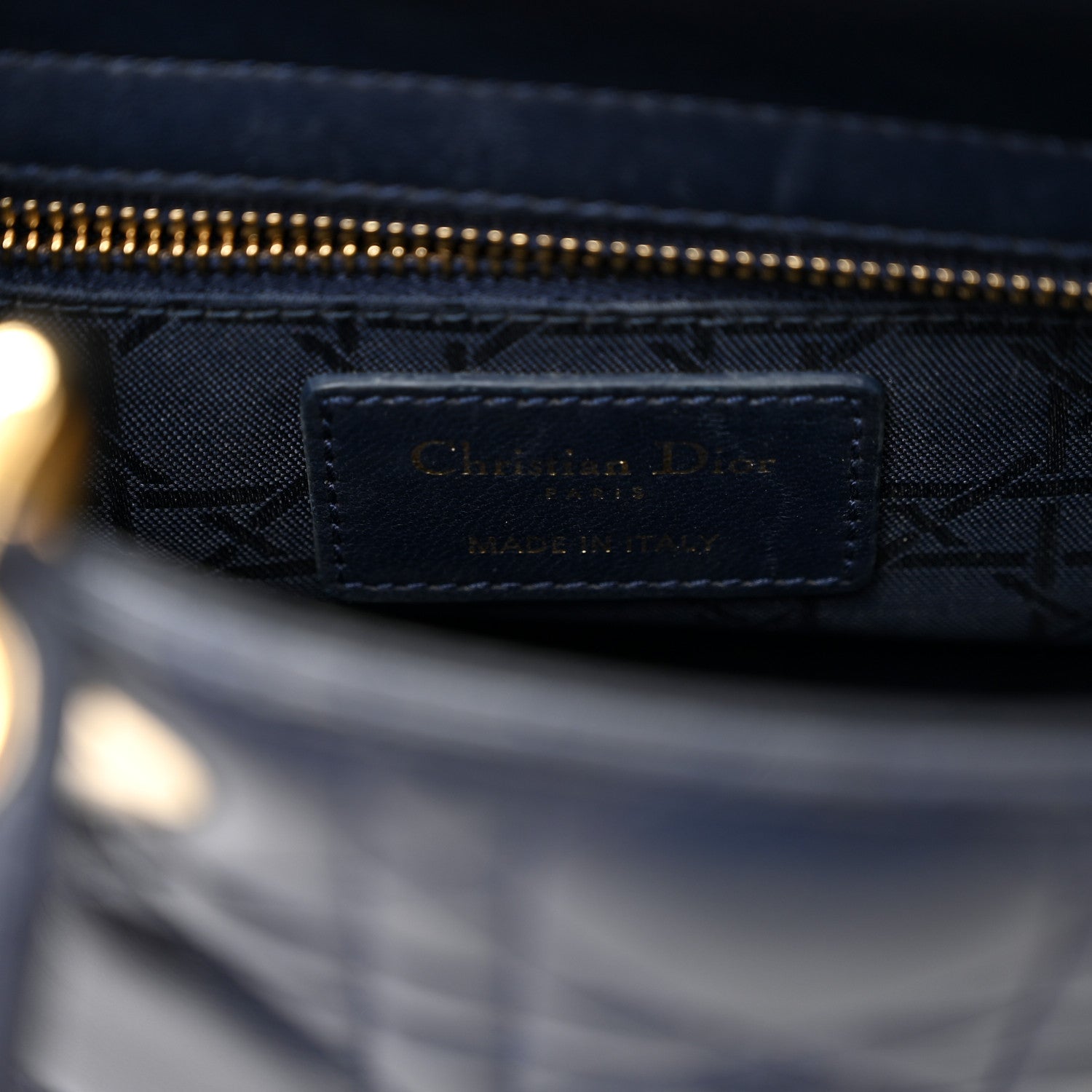 Lambskin Cannage Small Lucky Badges My Lady D1OR Navy