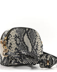 Calfskin Snakeskin Embossed Shutter Camera Crossbody Bag Black White