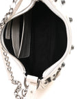 Extra Supple Calfskin Crocodile Embossed Le Cagole Mini Purse With Chain White