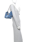 Washed Denim Quilted Mini CHNL 25 Handbag Blue