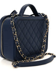 Caviar Quilted Medium CC Filigree Vanity Case Navy