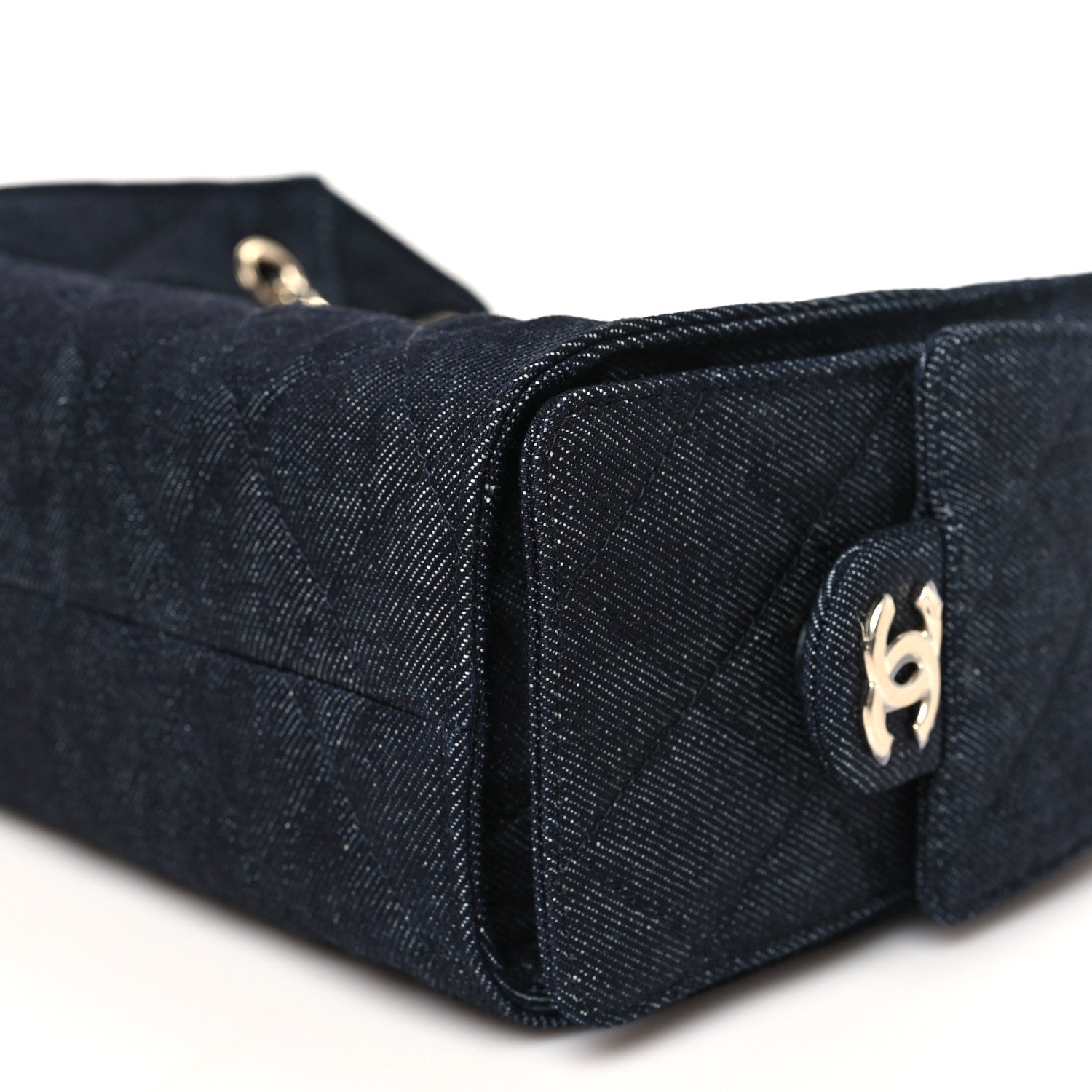 Denim Quilted Mini CHNL 25 Handbag Dark Blue