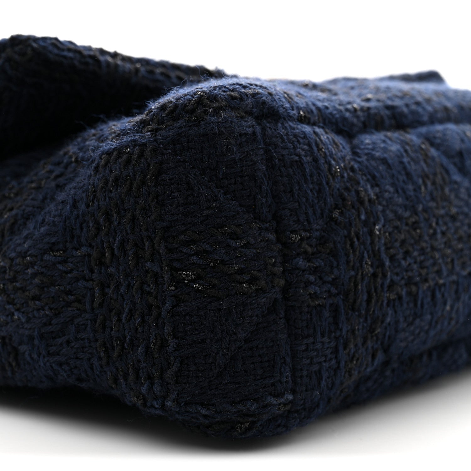 Tweed Quilted Large CHNL 19 Flap Navy Blue