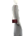 Calfskin Matelasse Chevron Monogram Envelope Chain Wallet Rouge Merlot