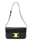 Shiny Calfskin Triomphe Shoulder Bag Black