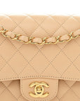 Caviar Quilted Medium Double Flap Beige