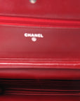 Lambskin Camellia Embossed Wallet on Chain WOC Red