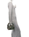 Canvas Knitted Check Mini Peg Duffle Bag Ivy