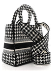 Canvas Houndstooth Embroidered Medium Lady D-Lite Black White