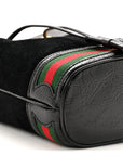 Suede Patent Web Mini Ophidia Bucket Bag Black
