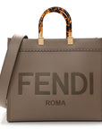 Vitello King Plexiglass Logo Embossed Medium FNDI Sunshine Shopper Tote Tortora
