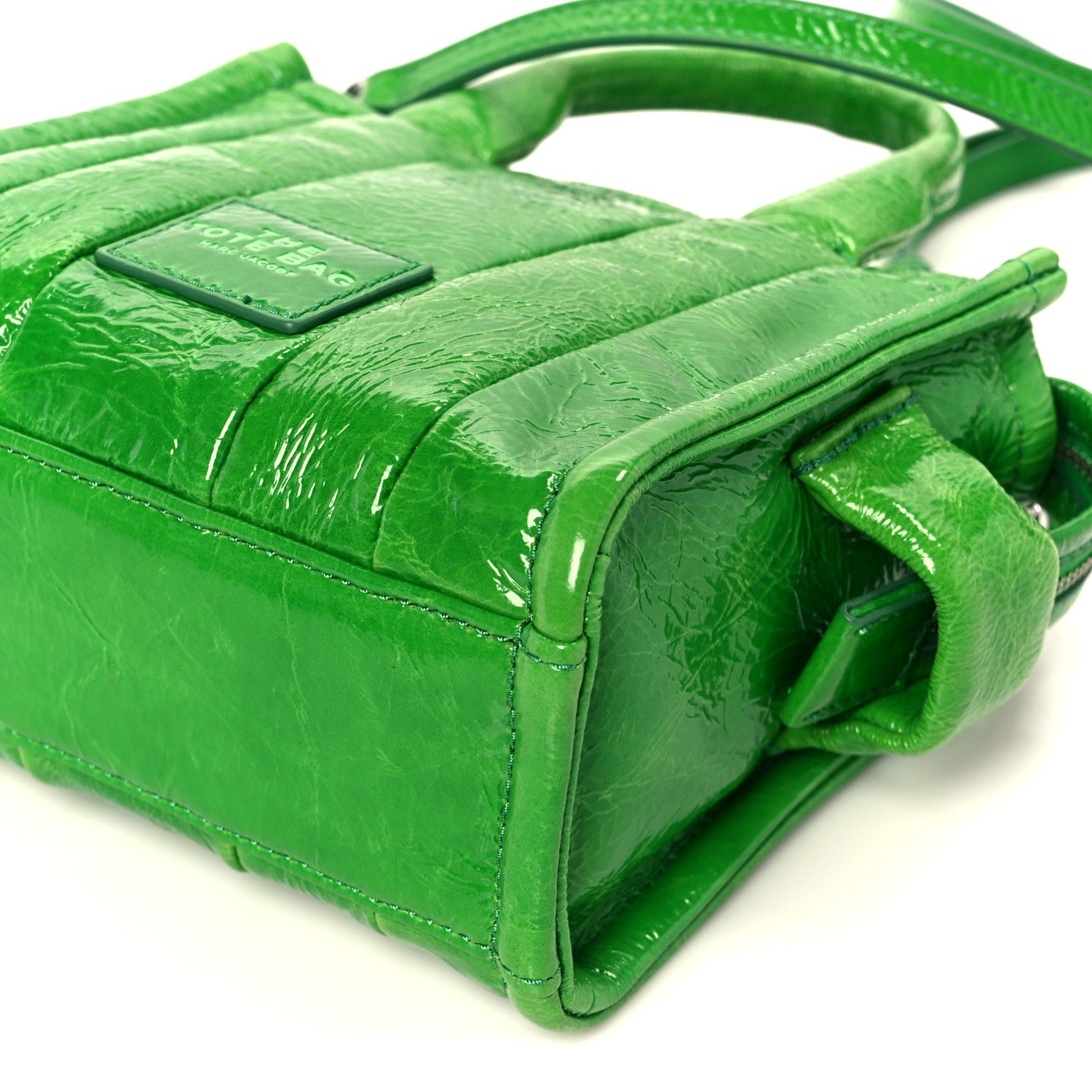 Shiny Crinkled Calfskin Mini The Tote Bag Fern Green