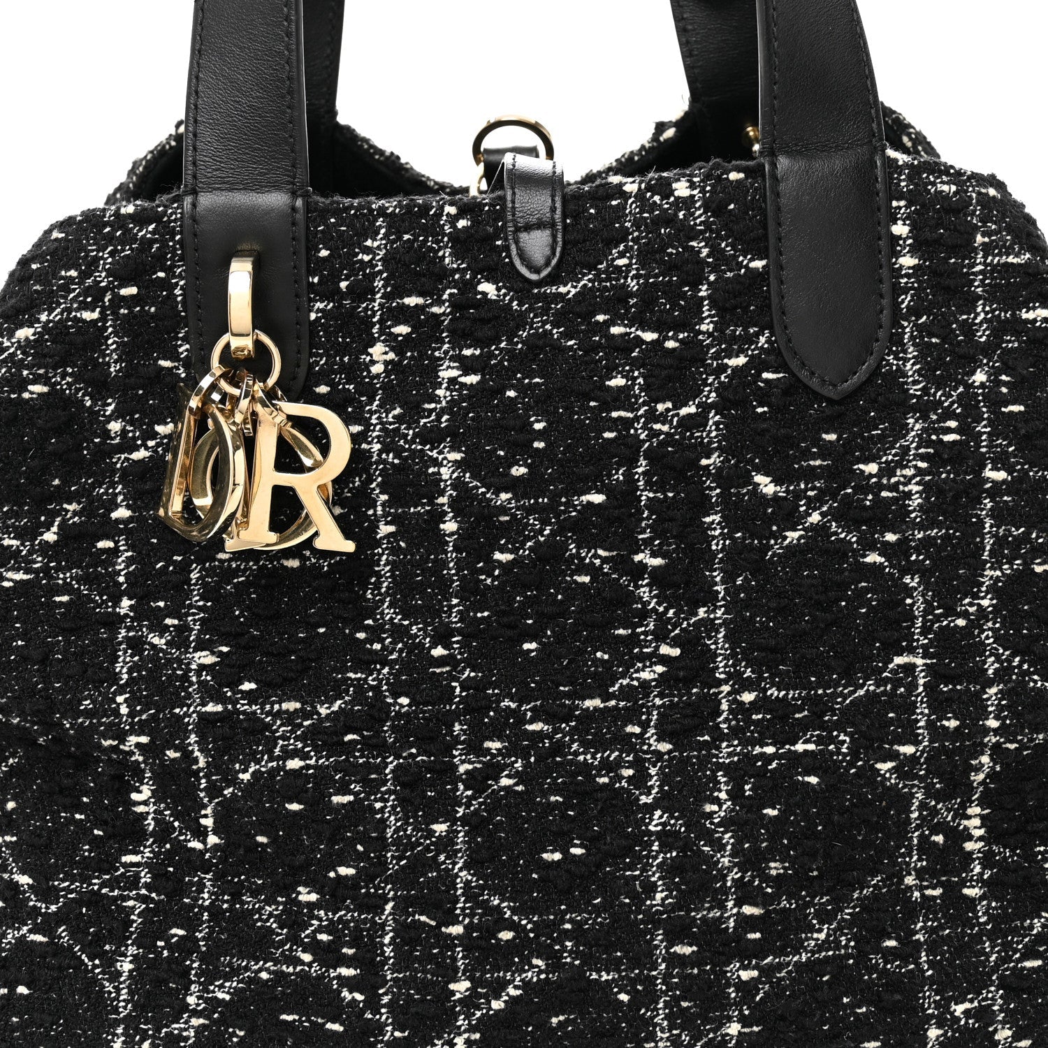 Calfskin Tweed Cannage Medium Toujours Black White
