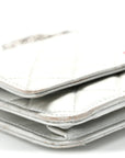 Metallic Lambskin Quilted Wallet On Chain WOC Silver