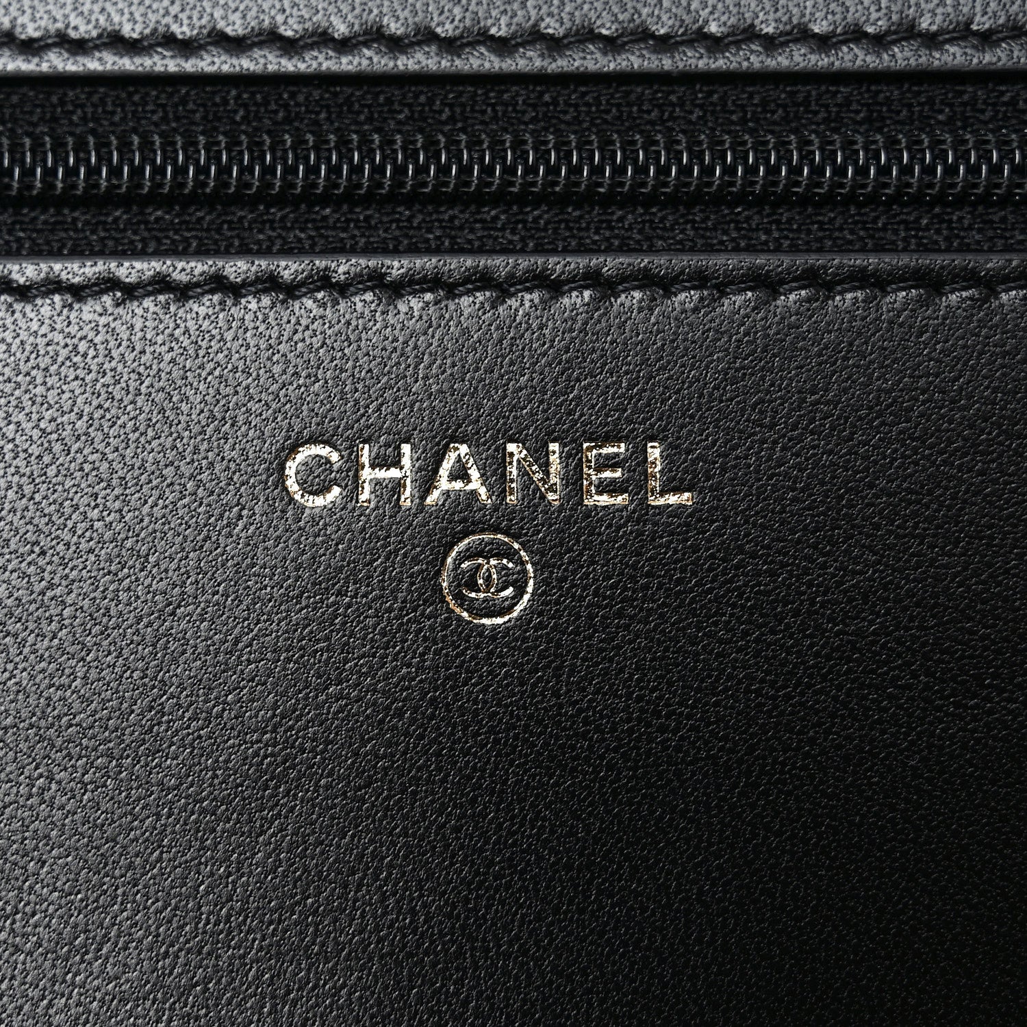 Lambskin Quilted All About CHNL Charm Wallet On Chain WOC Black