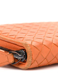 Nappa Intrecciato Zip Around Wallet Orange