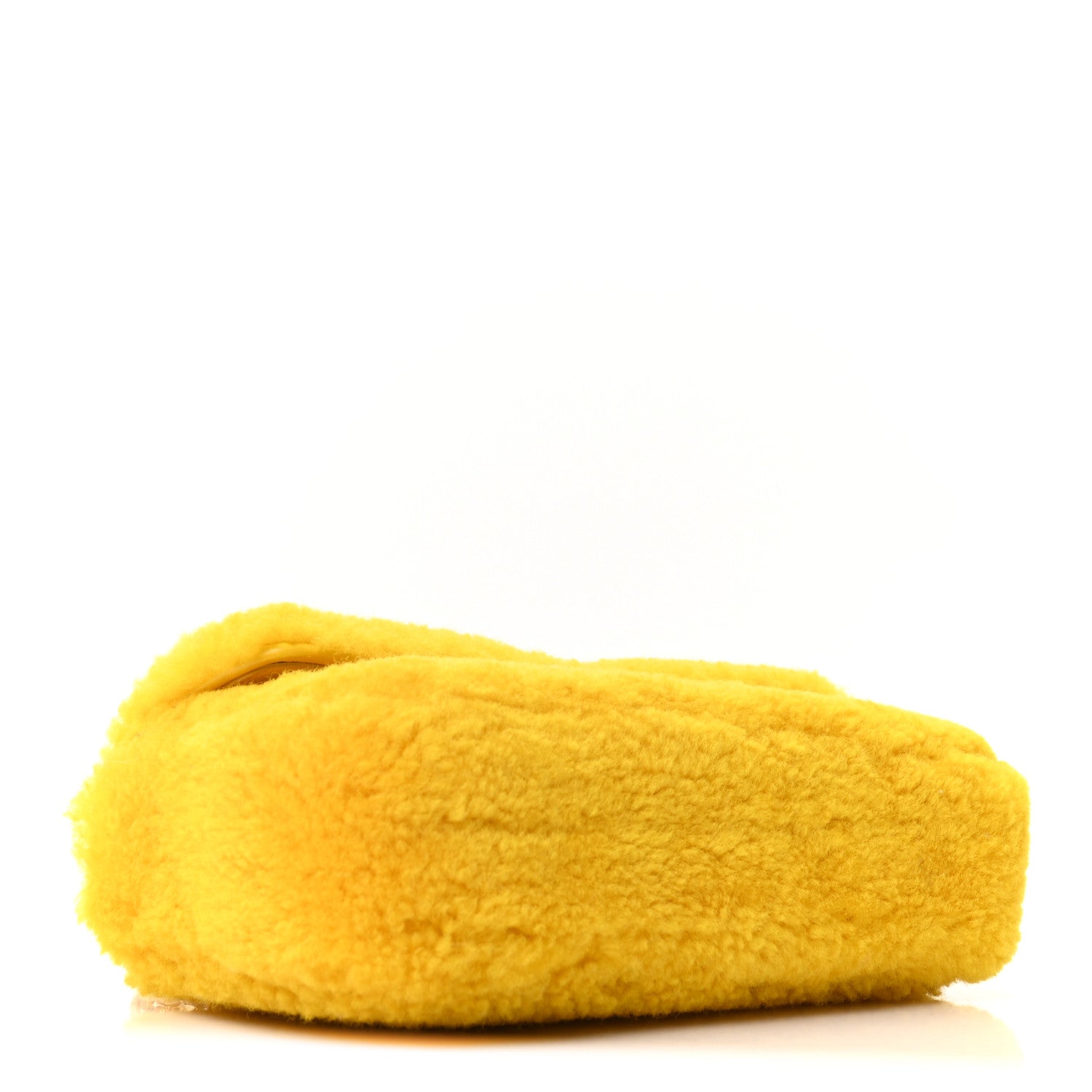 Fluffy Shearling Triomphe Claude Chain Shoulder Bag Yellow