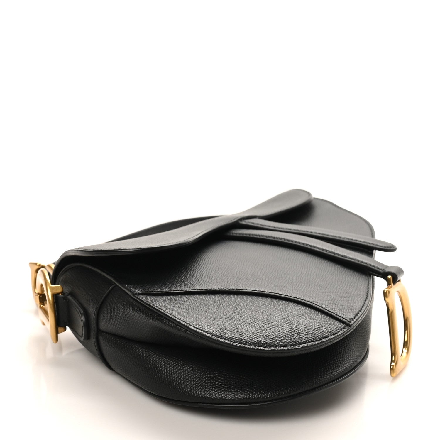 Grained Calfskin Saddle Bag Black