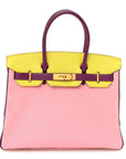 Chevre Mysore Horseshoe Birkin 30 Rose Confetti Anemone Lime