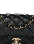 Lambskin Quilted Mini Rectangular Flap Black