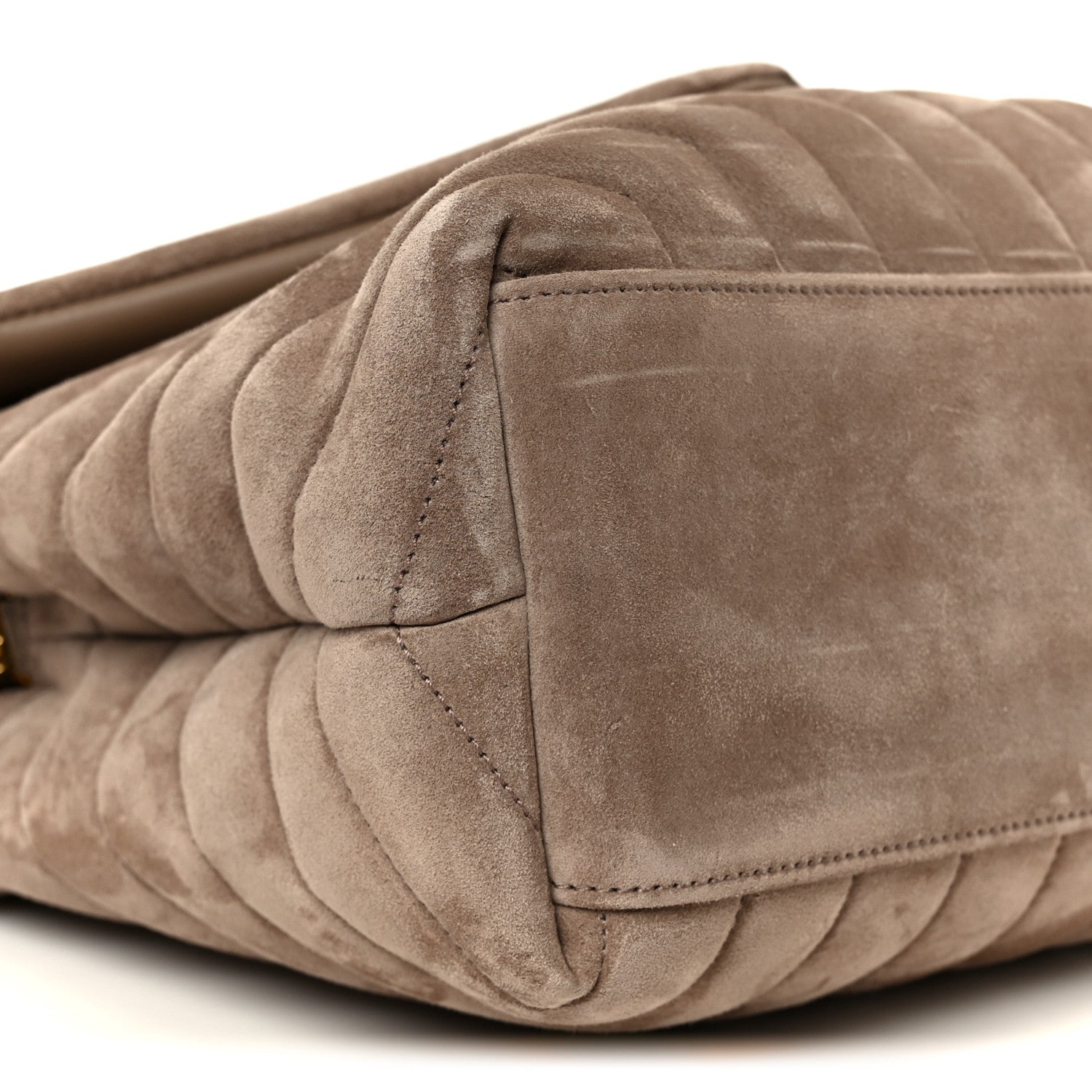 Suede Y Quilted Monogram Medium Loulou Chain Satchel Taupe