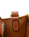 Triomphe Canvas Calfskin Mini Vertical Cabas White