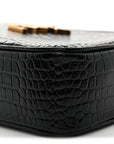 Patent Calfskin Crocodile Embossed Monogram Lou Camera Bag Black