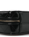 Patent Quilted Top Handle Mini Vanity Case Black