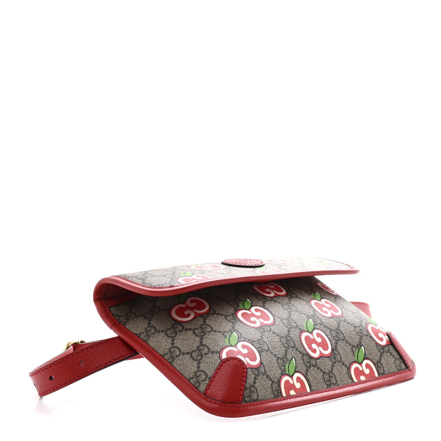GG Supreme Monogram Apple Interlocking G Belt Bag Beige Multicolor Lobster Red