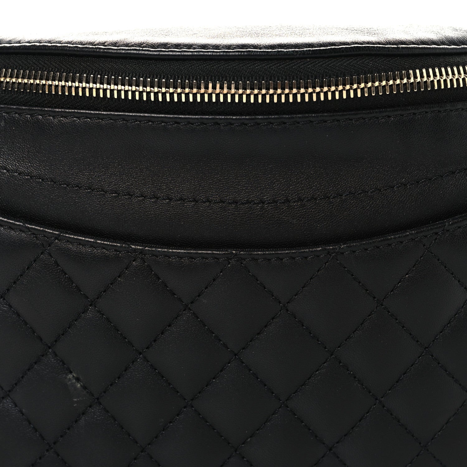 Lambskin Quilted Waist Bag Fanny Pack Black