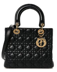 Lambskin Cannage Medium Lady D1OR Black
