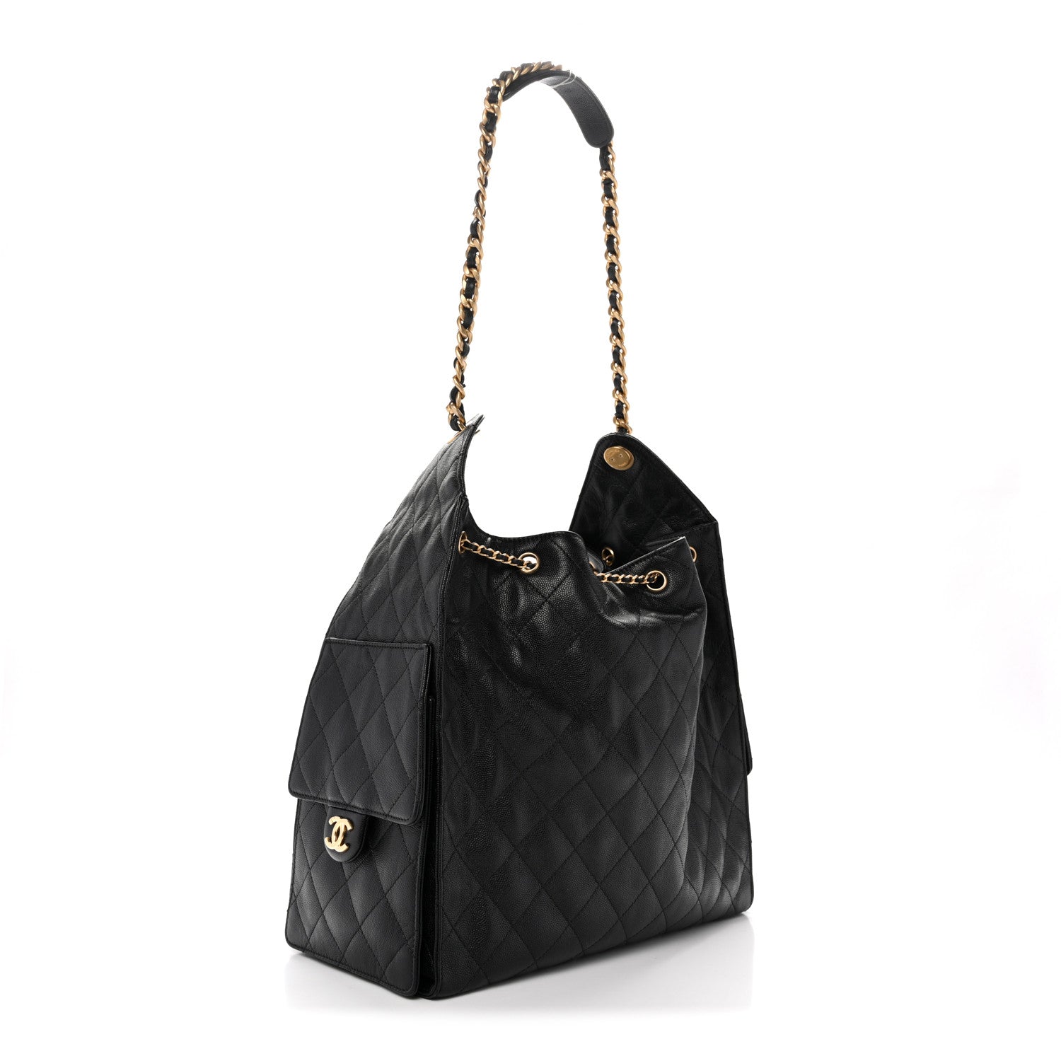Caviar Quilted Medium CHNL 25 Handbag Black