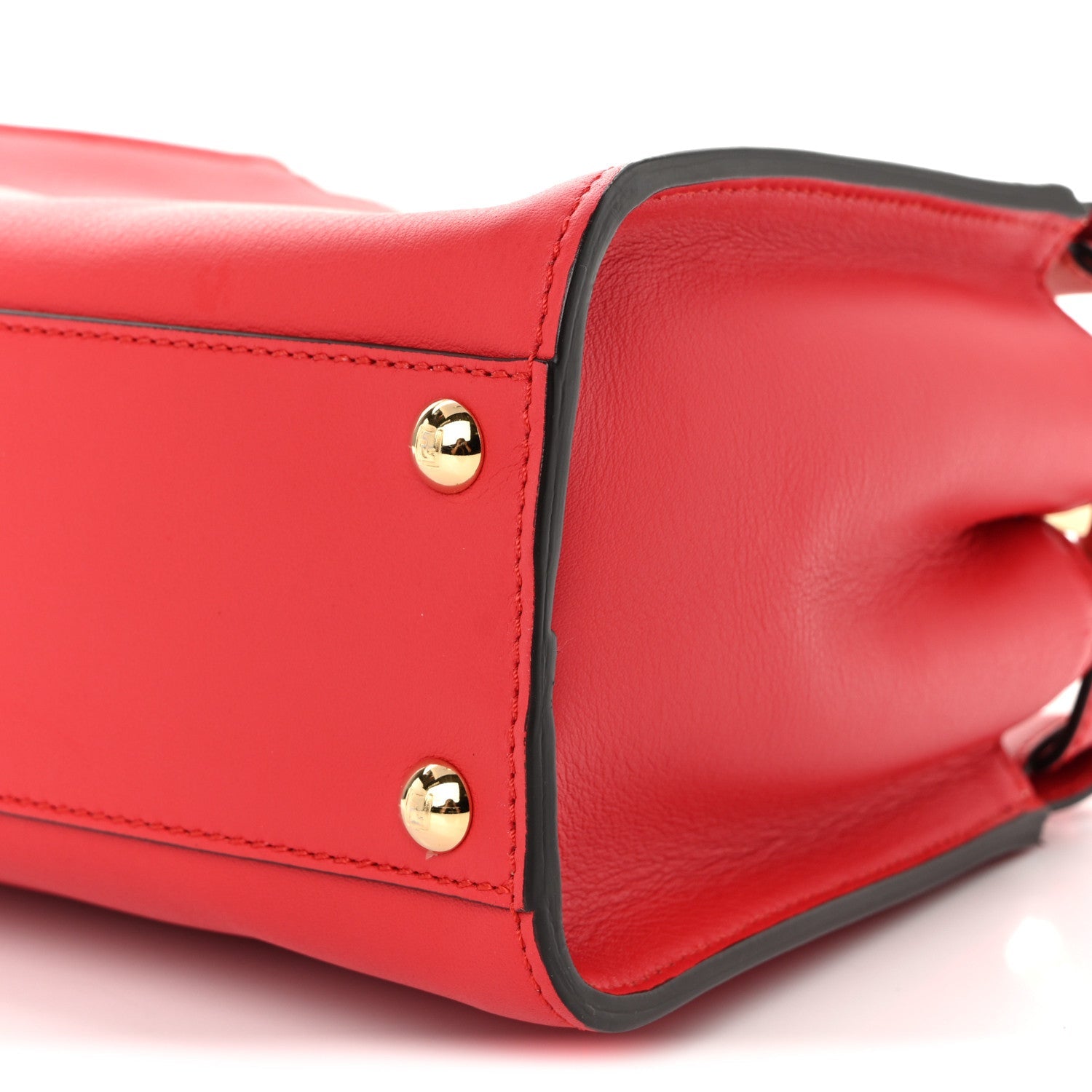 Vitello Seta Canvas FF Embroidered Peekaboo Iconic Satchel Rosso Cardinale Multicolor