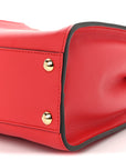 Vitello Seta Canvas FF Embroidered Peekaboo Iconic Satchel Rosso Cardinale Multicolor