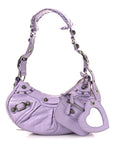 Extra Supple Calfskin Crocodile Embossed Le Cagole Shoulder Bag XS Lilac