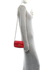 Calfskin Matelasse Super Mini GG Marmont Shoulder Bag Hibiscus Red