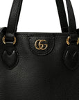 Textured Dollar Calfskin Small Ophidia Shoulder Tote Bag Black